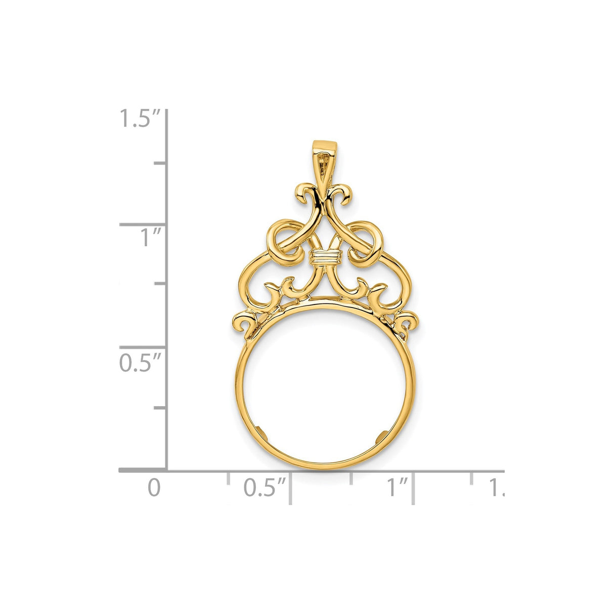 18 mm 14k Yellow Gold coin bezel for 17.8 mm Coin — size reference (ruler)
