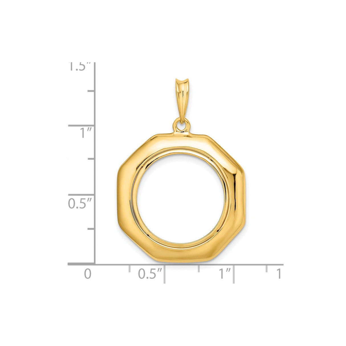 18 mm 14k Yellow Gold coin bezel for 17.8 mm Coin — size reference (ruler)