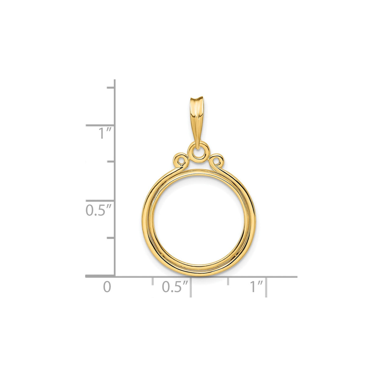 18 mm 14k Yellow Gold coin bezel for 17.8 mm Coin — size reference (ruler)