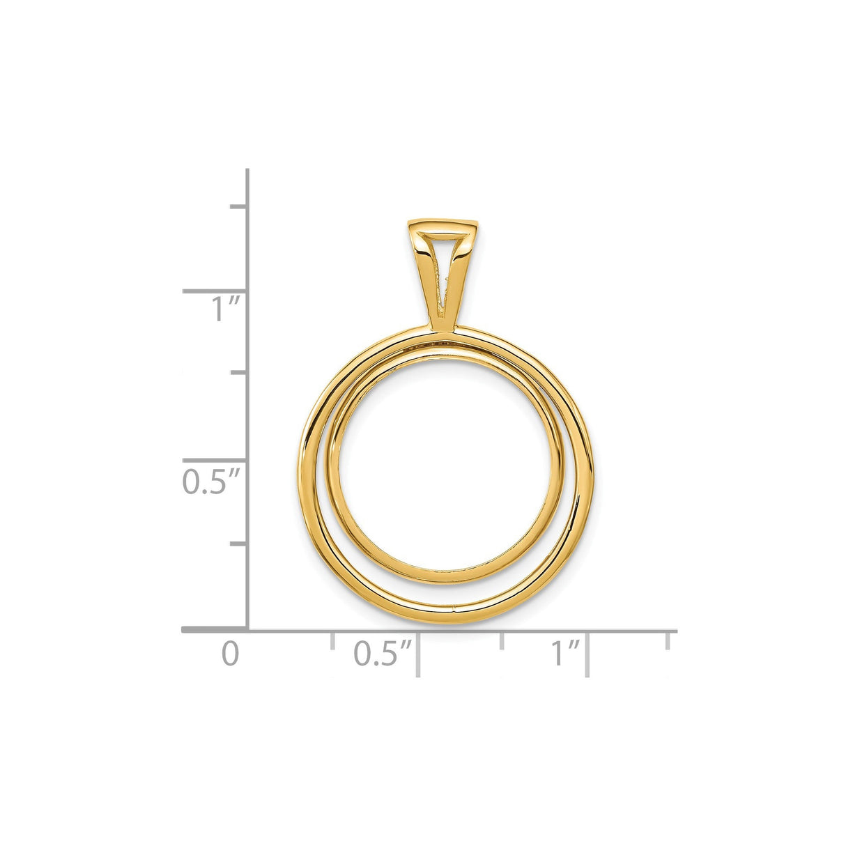 18 mm 14k Yellow Gold coin bezel for 17.8 mm Coin — size reference (ruler)