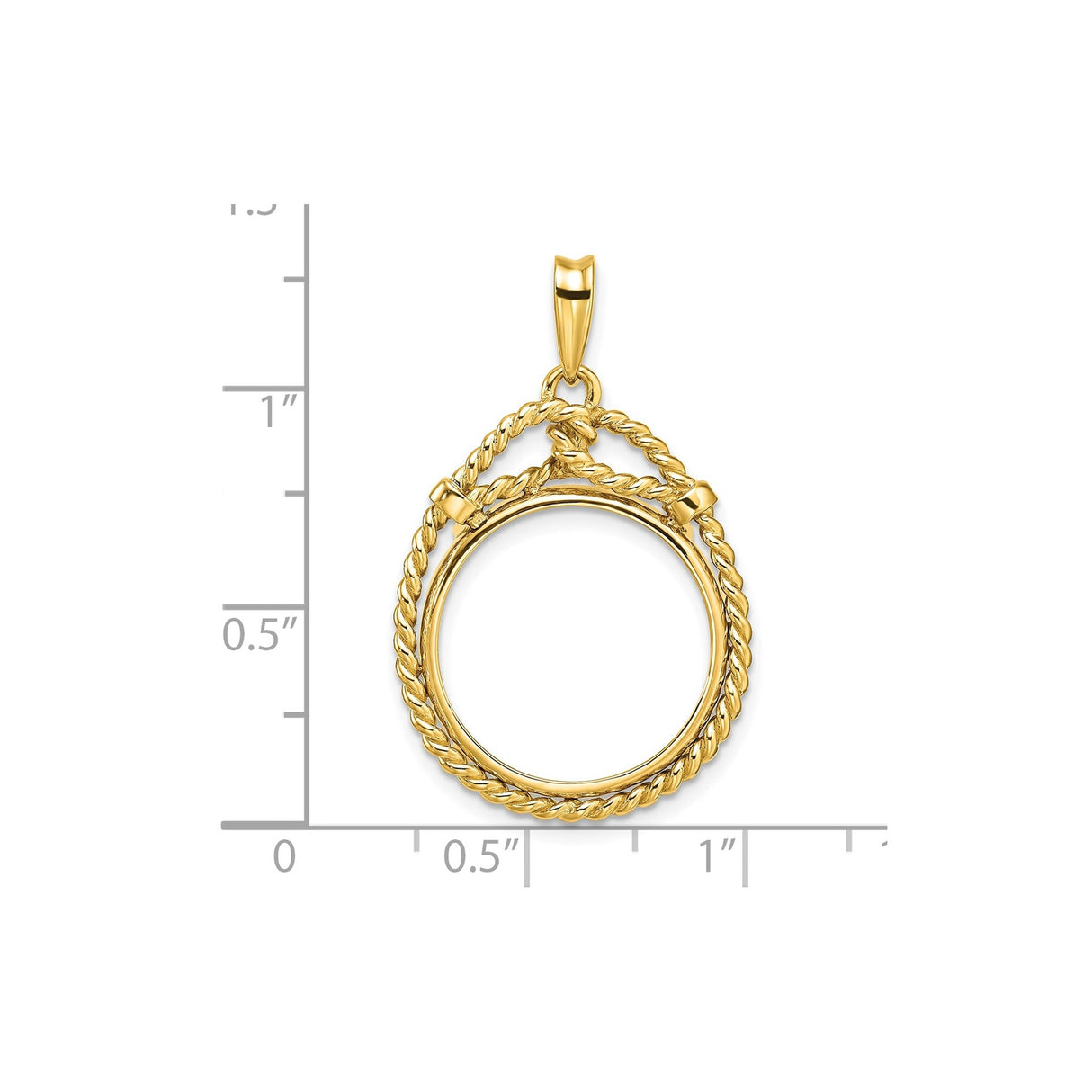 18 mm 14k Yellow Gold coin bezel for 17.8 mm Coin — size reference (ruler)