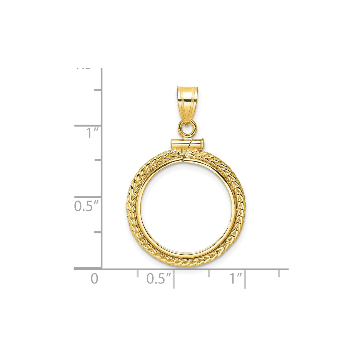 18 mm 14k Yellow Gold coin bezel for 17.8 mm Coin — size reference (ruler)