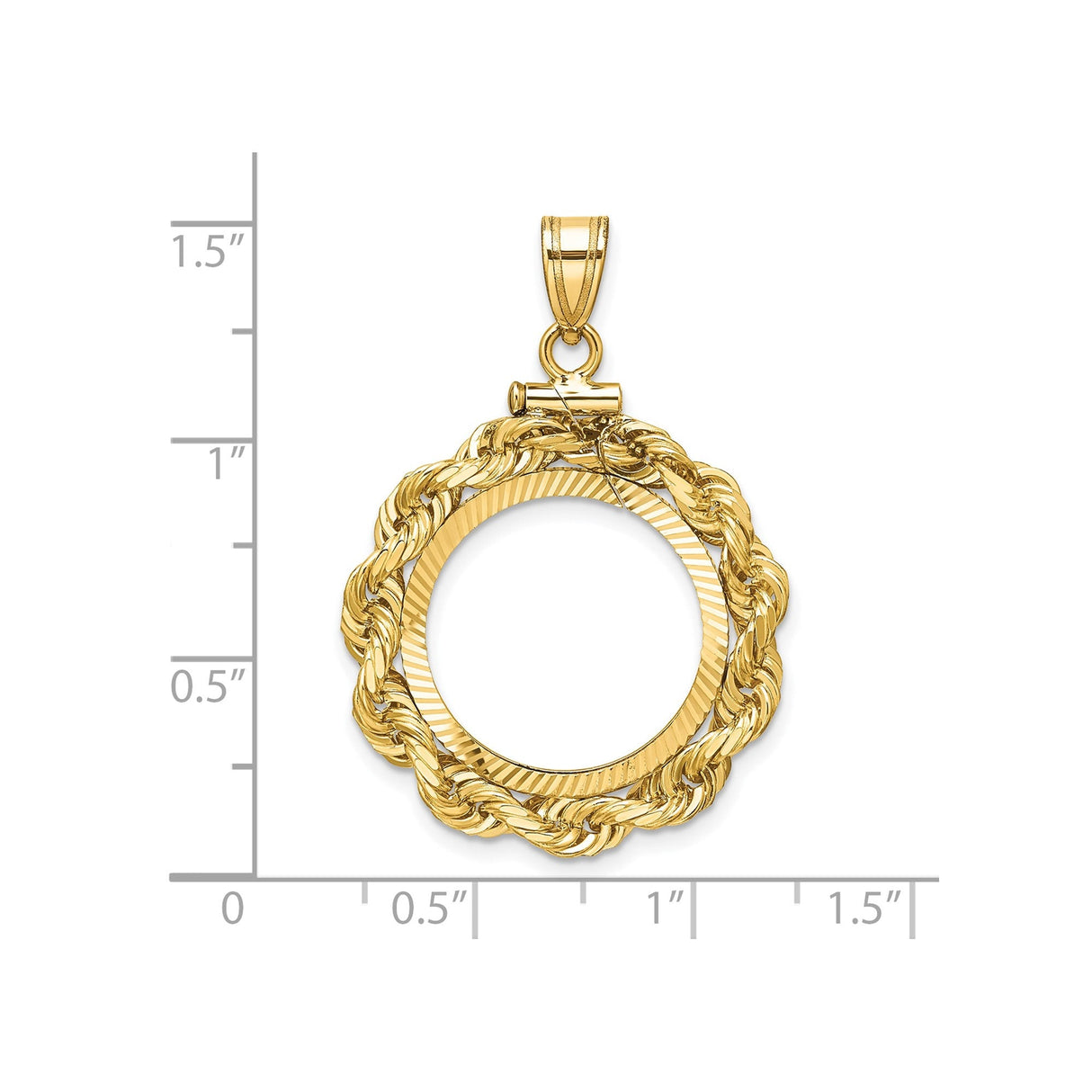 18 mm 14k Yellow Gold coin bezel for 17.8 mm Coin — size reference (ruler)