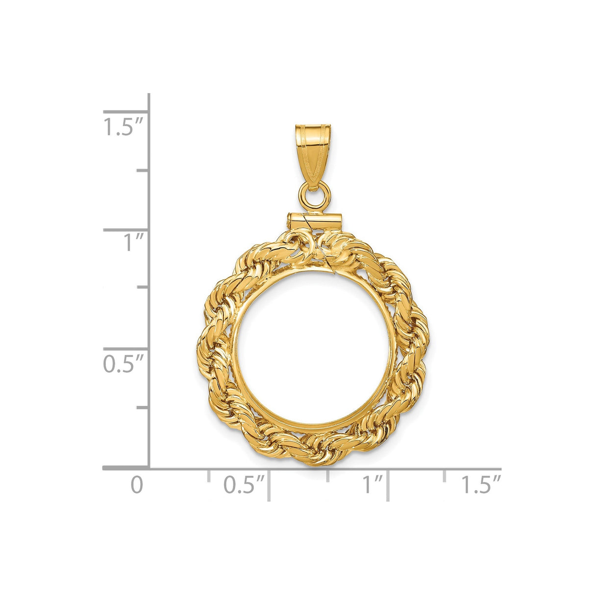 18 mm 14k Yellow Gold coin bezel for 17.8 mm Coin — size reference (ruler)