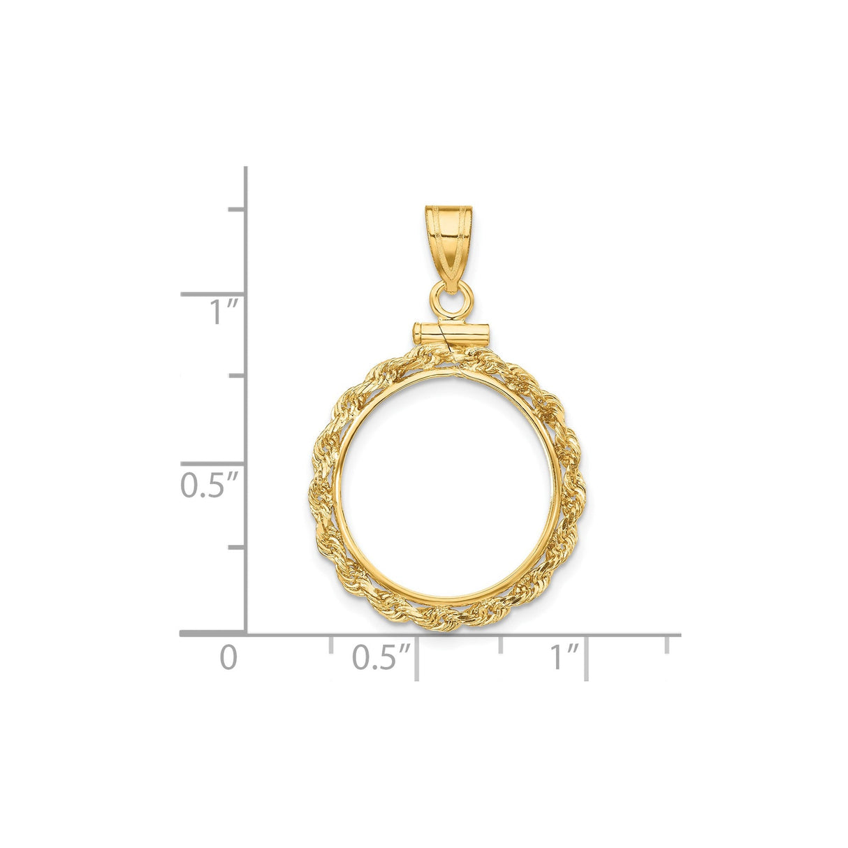 18 mm 14k Yellow Gold coin bezel for 17.8 mm Coin — size reference (ruler)