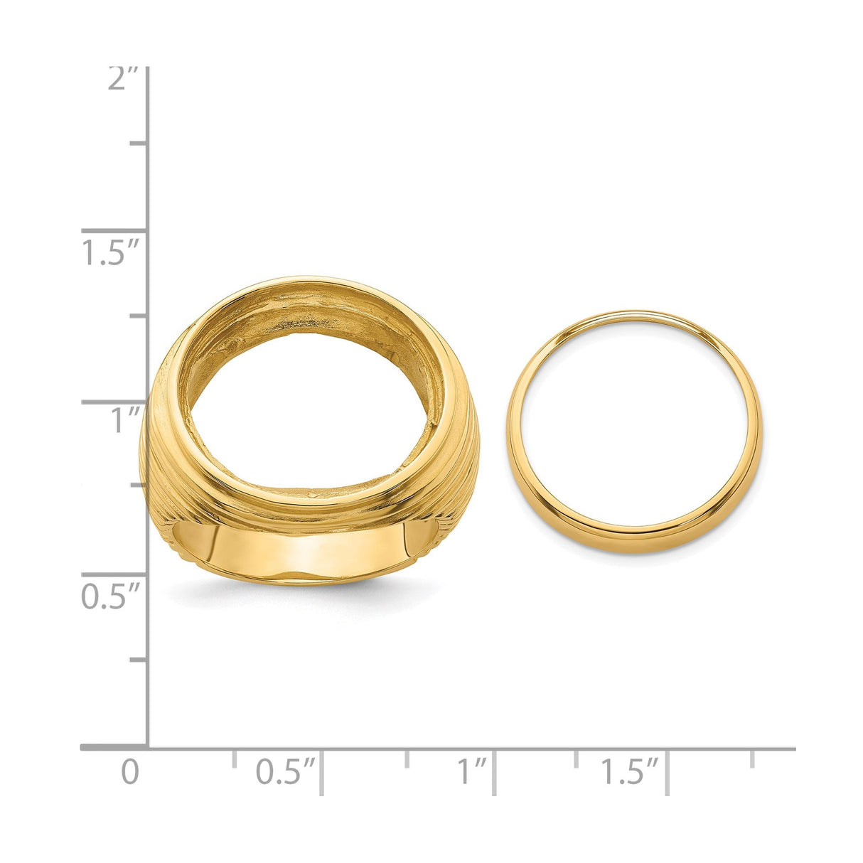 18 mm 14k Yellow Gold coin bezel for 17.8 mm Coin — size reference (ruler)