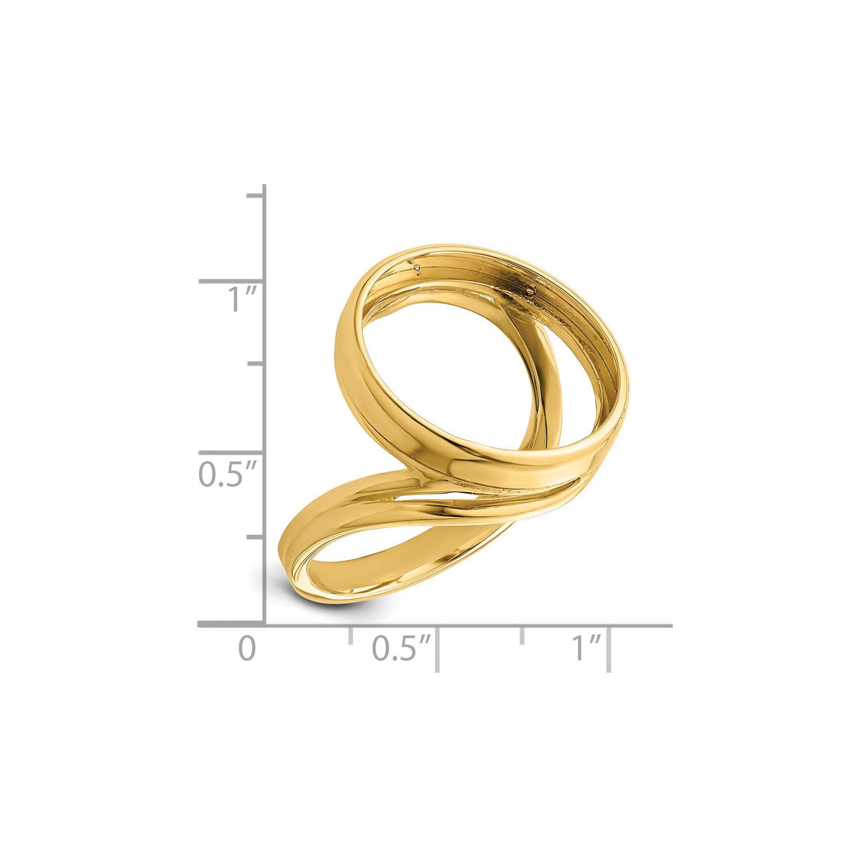 18 mm 14k Yellow Gold coin bezel for 17.8 mm Coin — size reference (ruler)