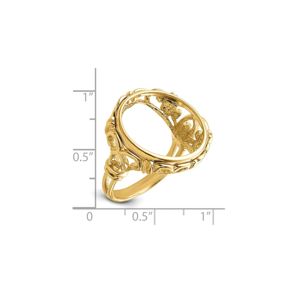 18 mm 14k Yellow Gold coin bezel for 17.8 mm Coin — size reference (ruler)