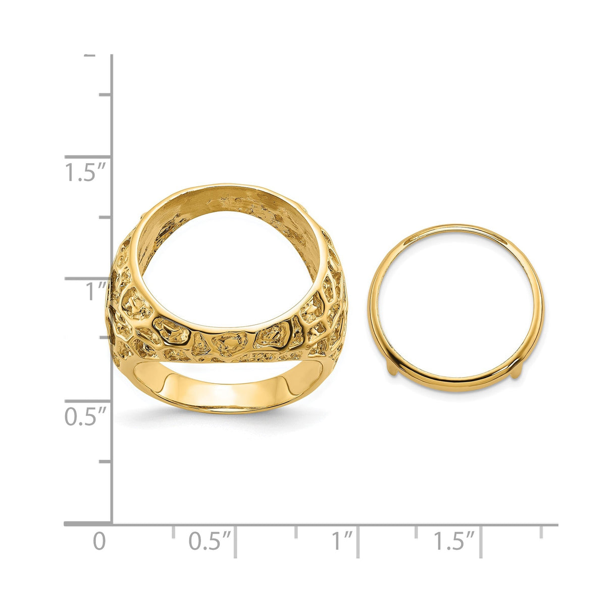 18 mm 14k Yellow Gold coin bezel for 17.8 mm Coin — size reference (ruler)