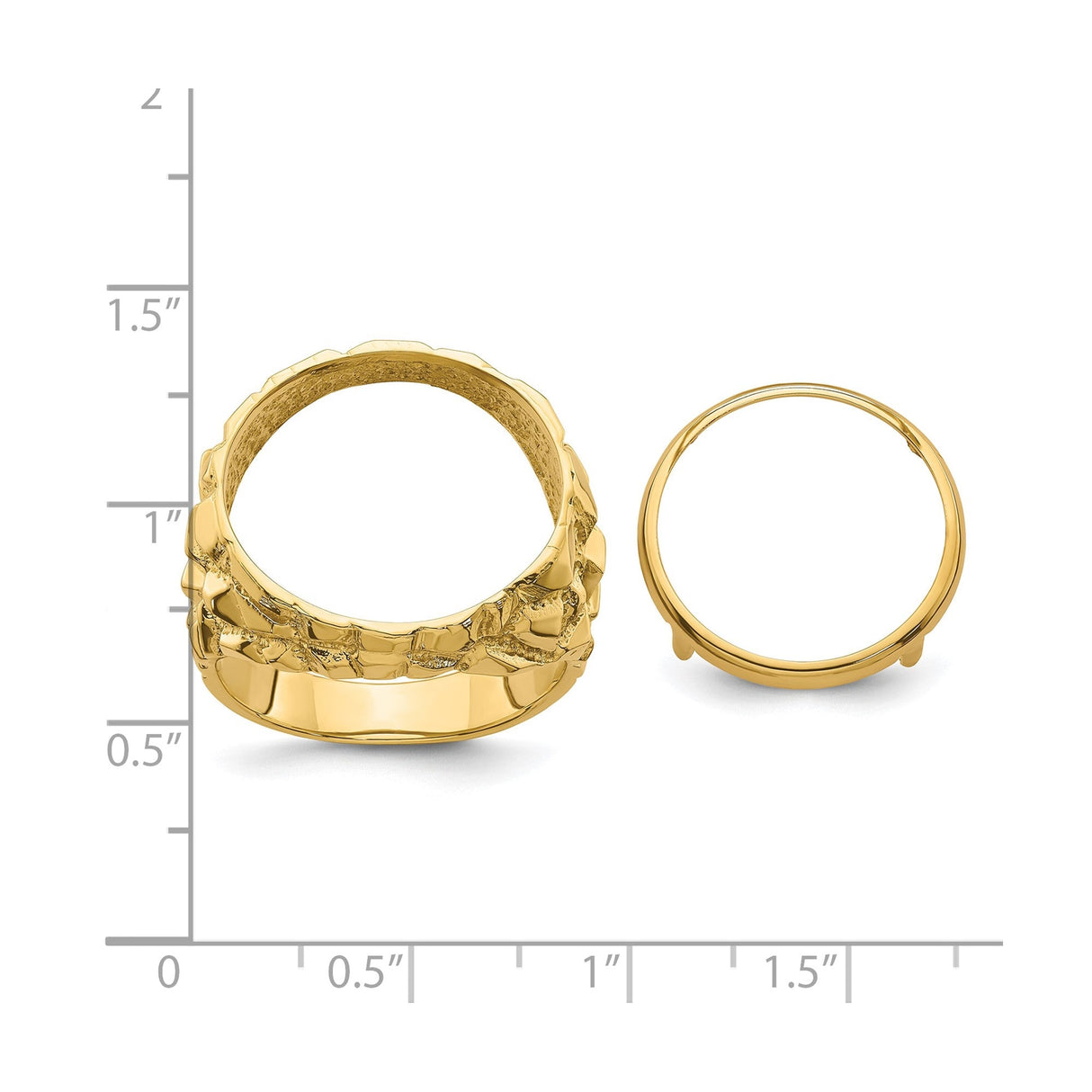 18 mm 14k Yellow Gold coin bezel for 17.8 mm Coin — size reference (ruler)