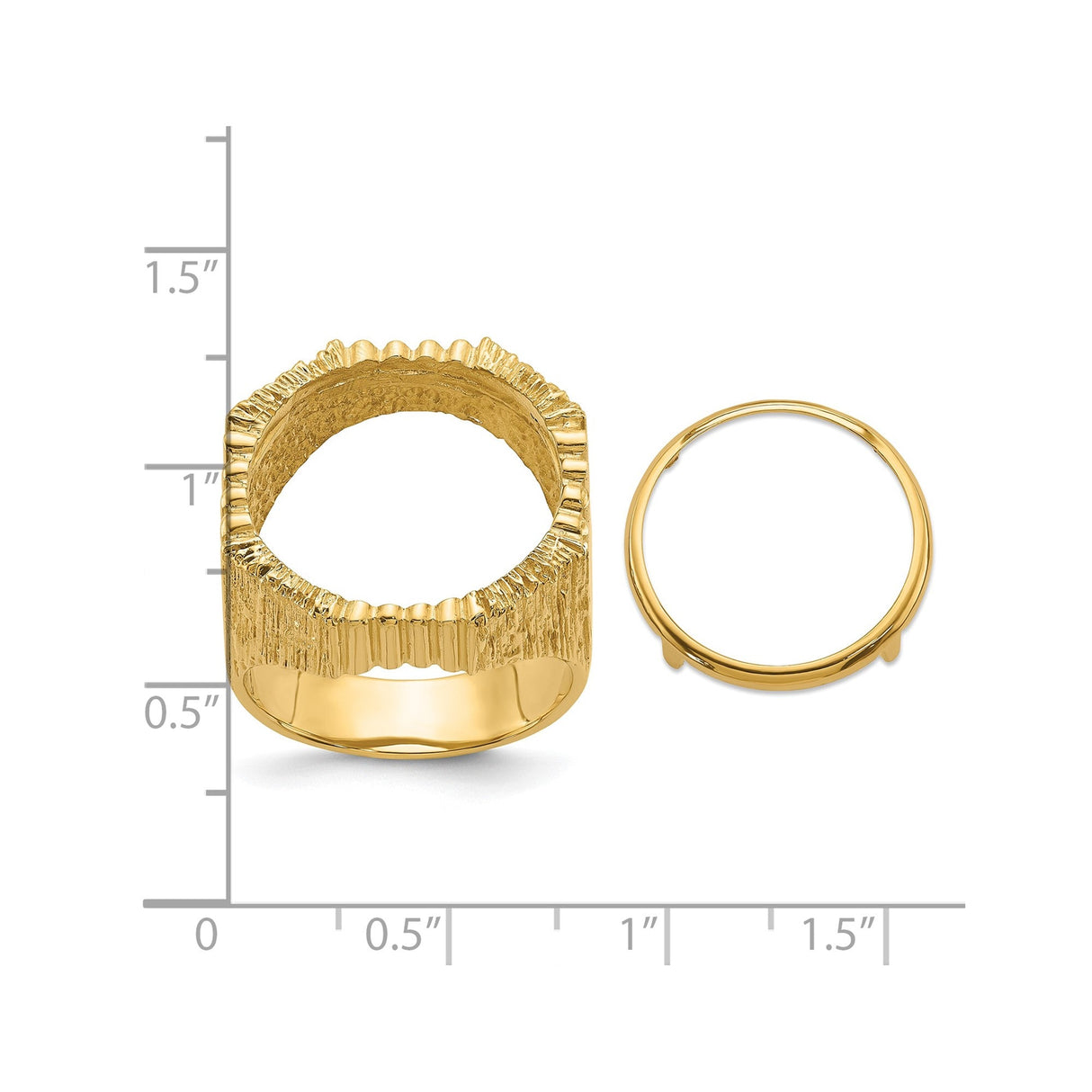 18 mm 14k Yellow Gold coin bezel for 17.8 mm Coin — size reference (ruler)