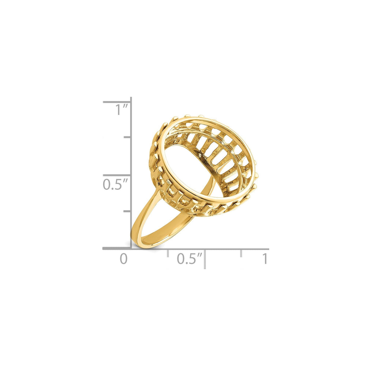 18 mm 14k Yellow Gold coin bezel for 17.8 mm Coin — size reference (ruler)
