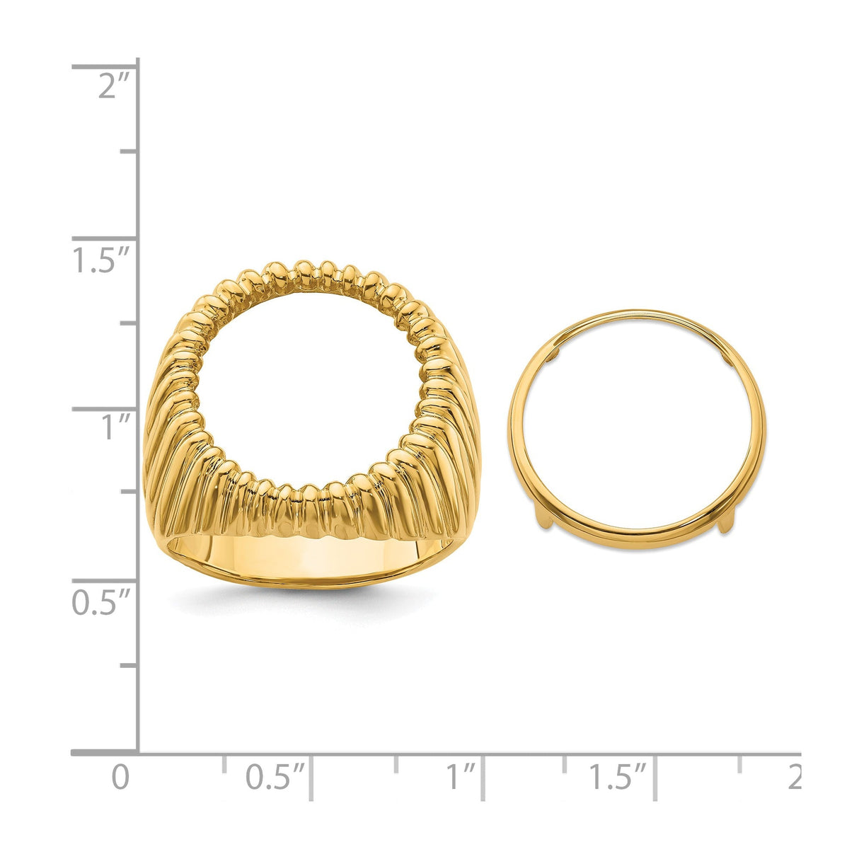 18 mm 14k Yellow Gold coin bezel for 17.8 mm Coin — size reference (ruler)
