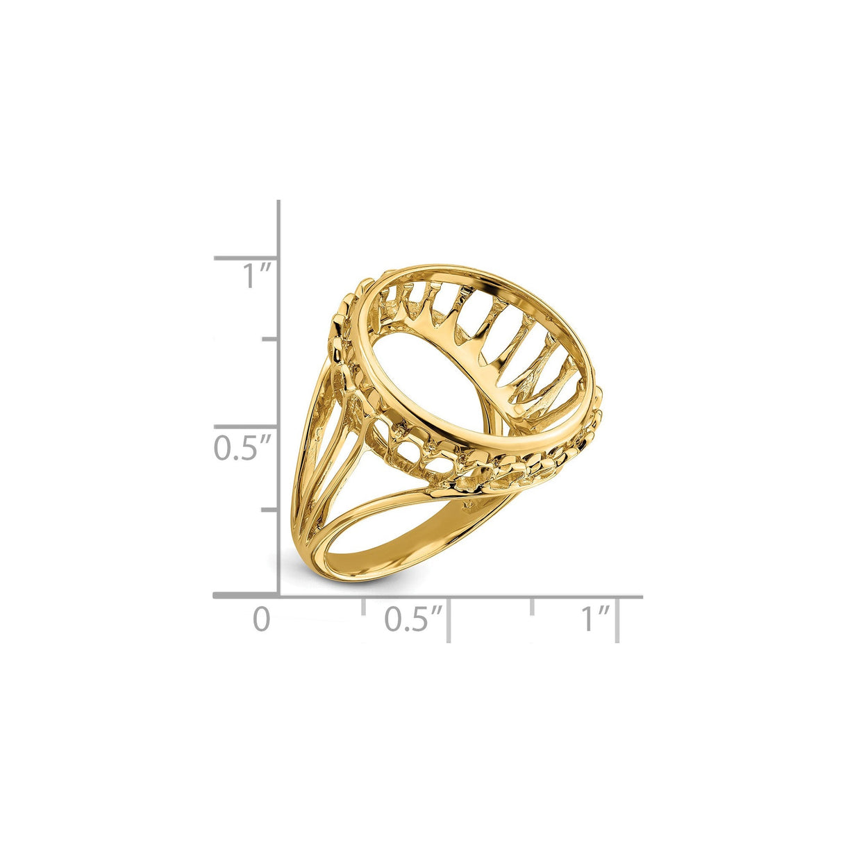 18 mm 14k Yellow Gold coin bezel for 17.8 mm Coin — size reference (ruler)