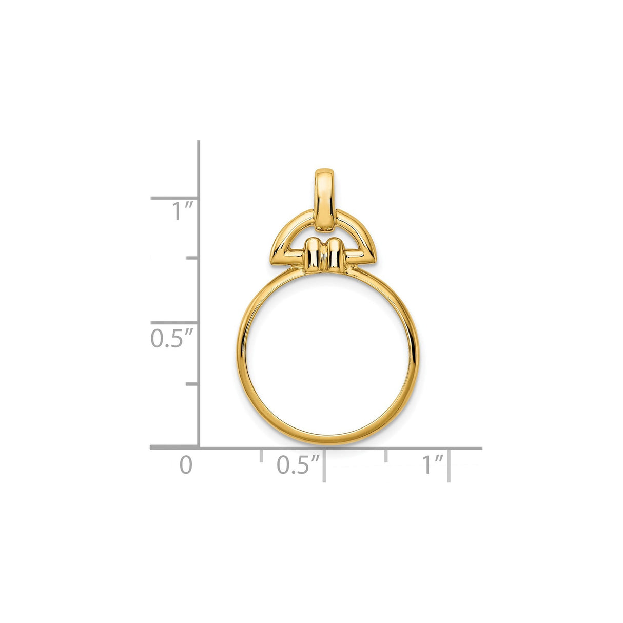 18 mm 14k Yellow Gold coin bezel for 18 mm Coin — size reference (ruler)
