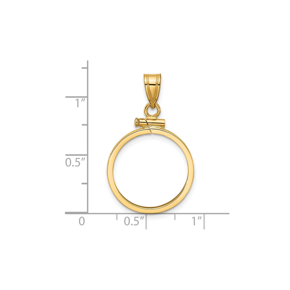 18 mm 14k Yellow Gold coin bezel for 18 mm Coin — size reference (ruler)