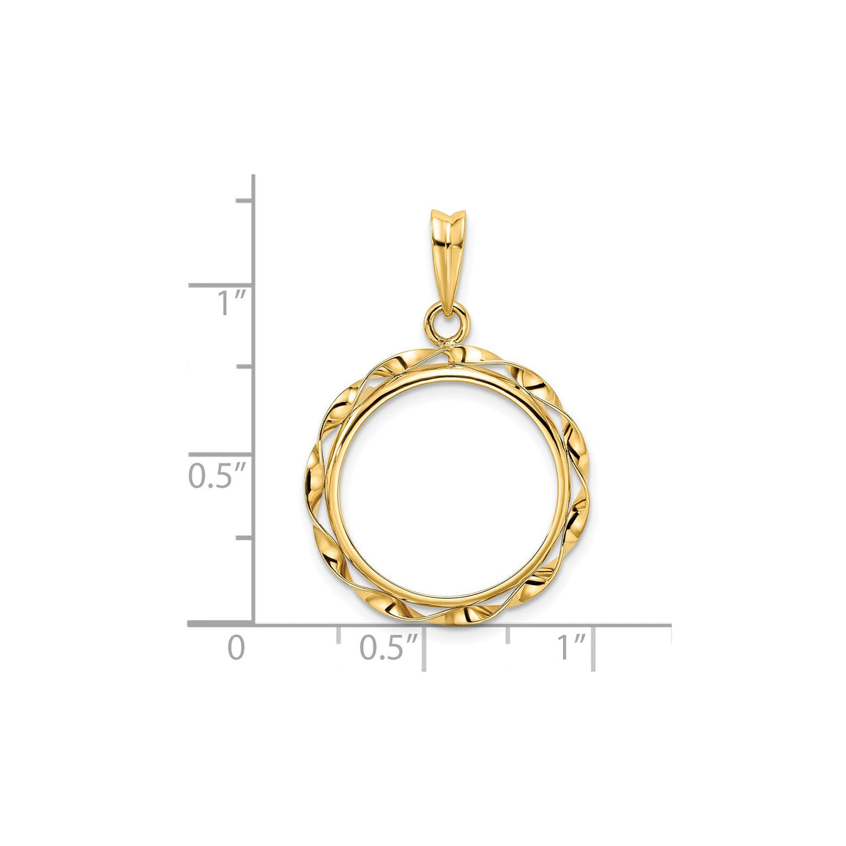 18 mm 14k Yellow Gold coin bezel for 18 mm Coin — size reference (ruler)