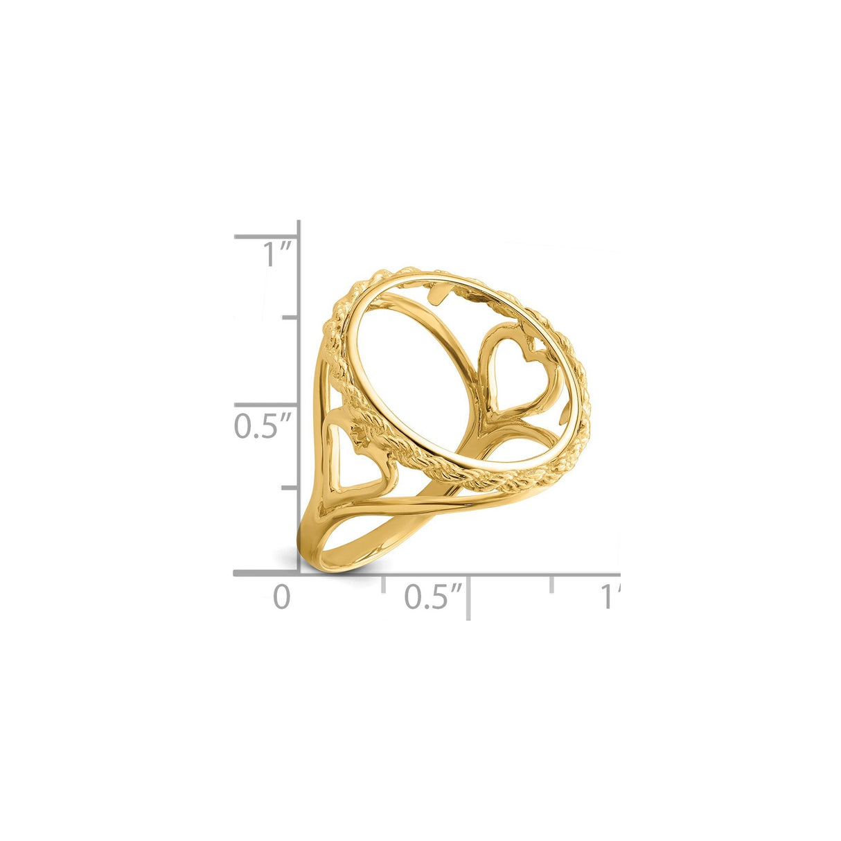 18 mm 14k Yellow Gold coin bezel for 18 mm Coin — size reference (ruler)