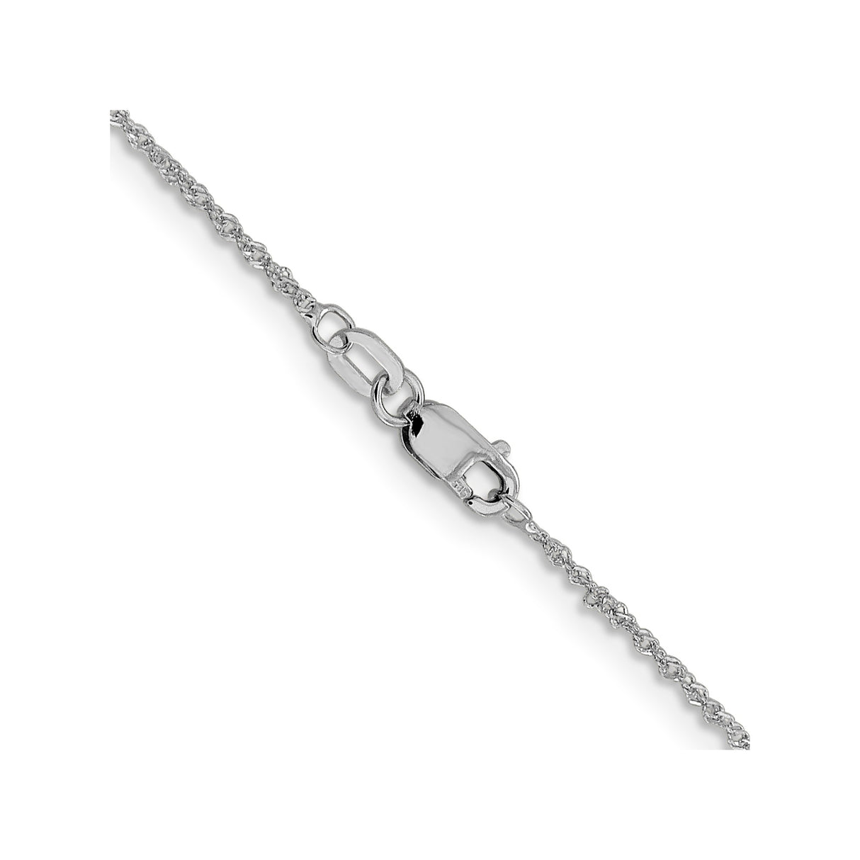 14K White Gold 1 mm Singapore Chain Necklace, Polished alternate angle