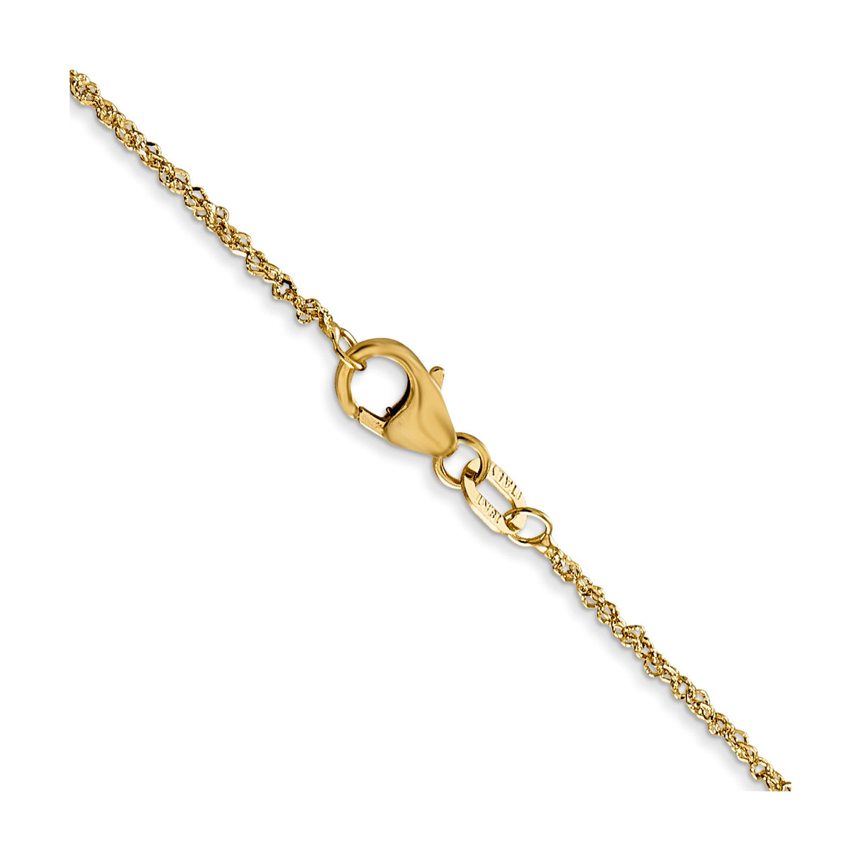 18K Yellow Gold 1.1 mm Singapore Chain Necklace, Polished alternate angle