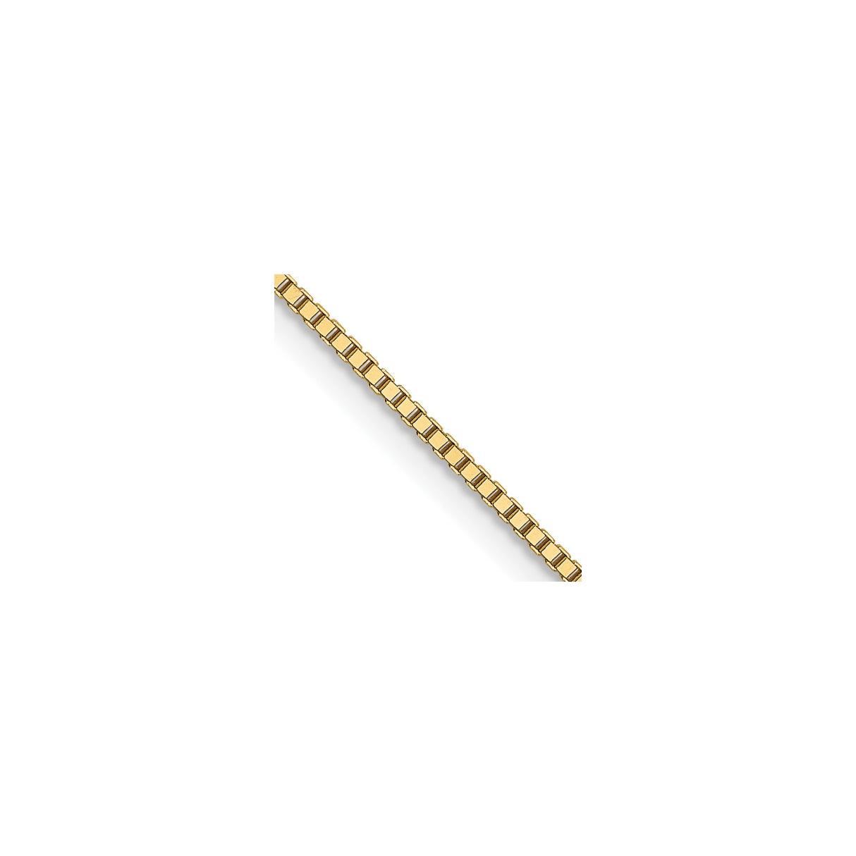 18K Yellow Gold 0.9 mm Box Chain Necklace, Polished detail view