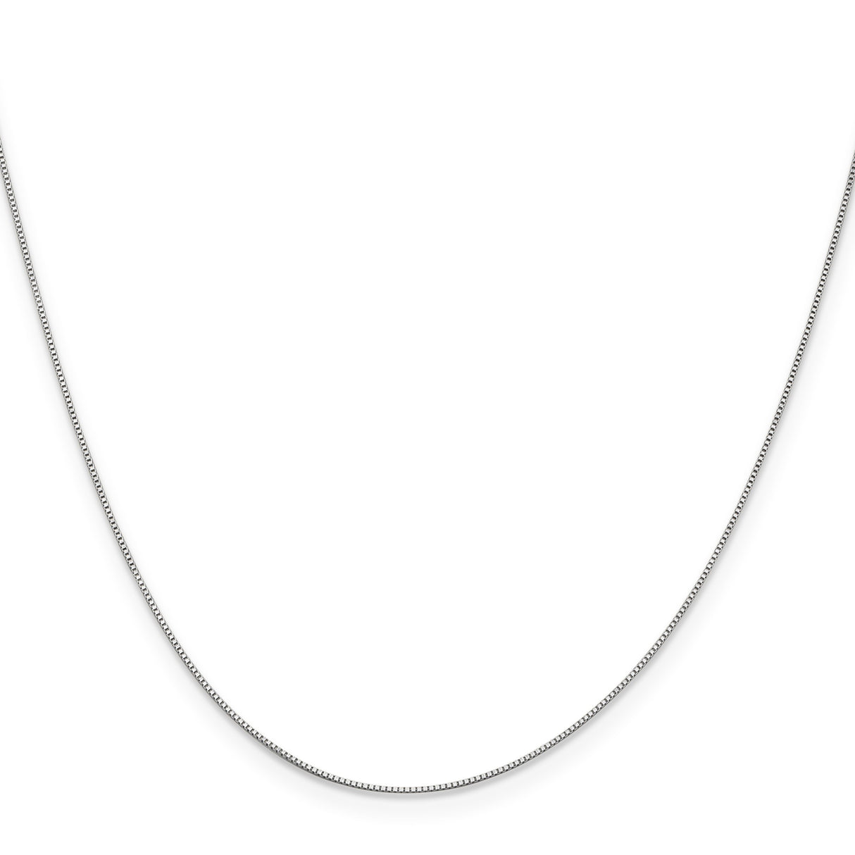 18K White Gold 0.5 mm Box Chain Necklace, Polished