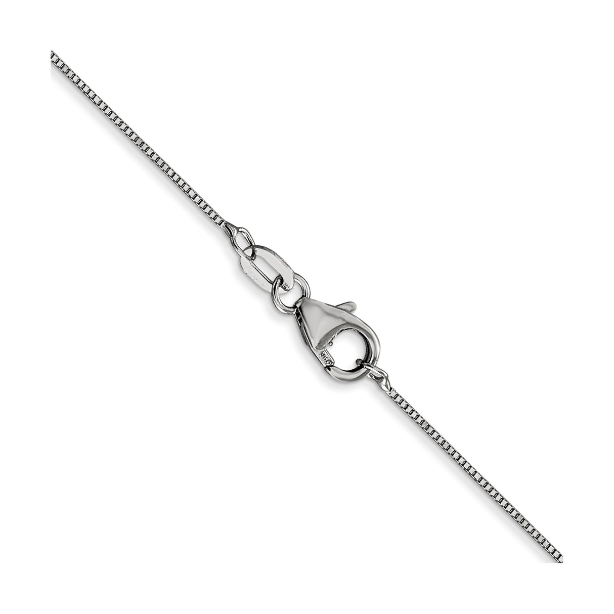 18K White Gold 0.5 mm Box Chain Necklace, Polished alternate angle