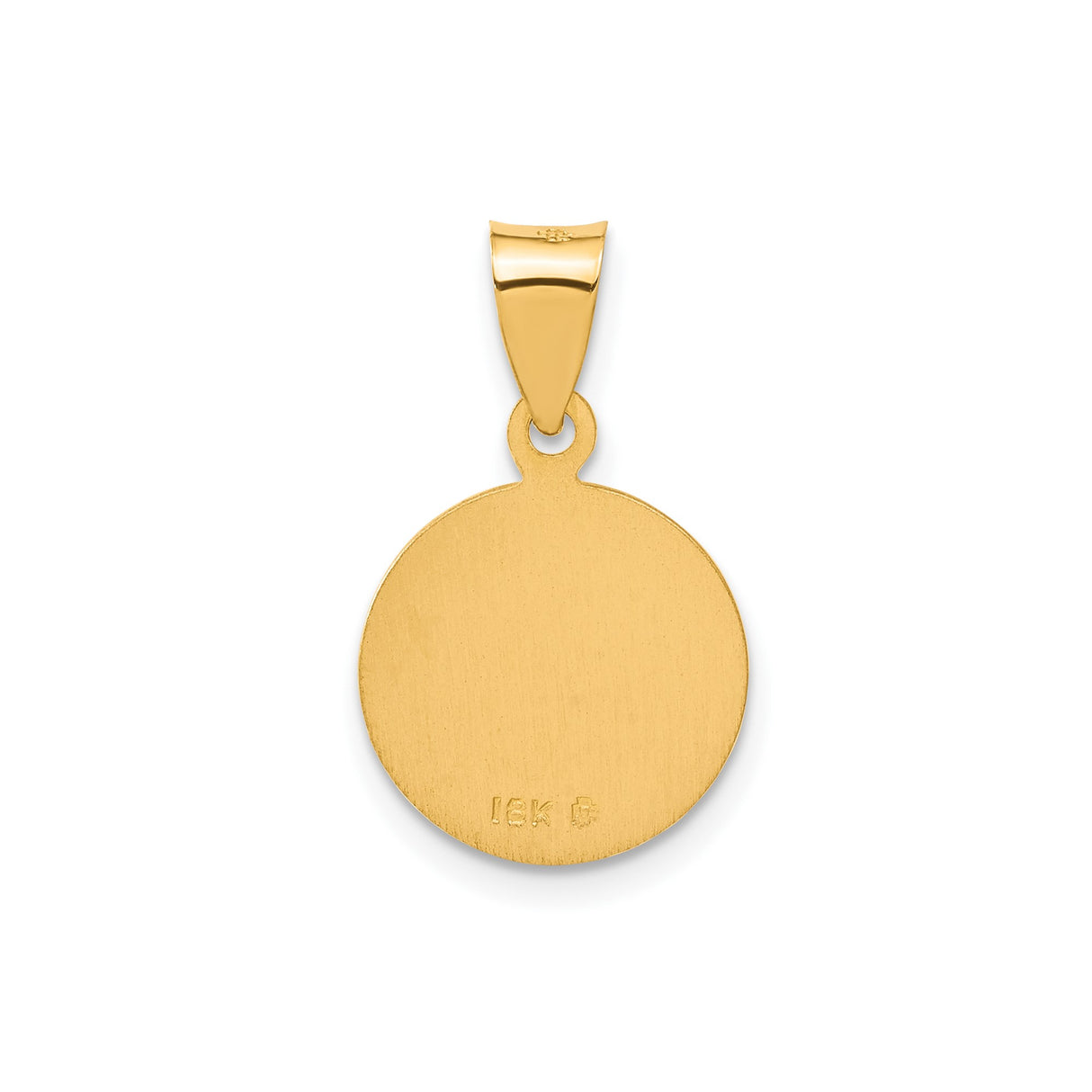 18k Yellow Gold Saint Christopher Pendant with Satin Finish and Embossed Religious Medal