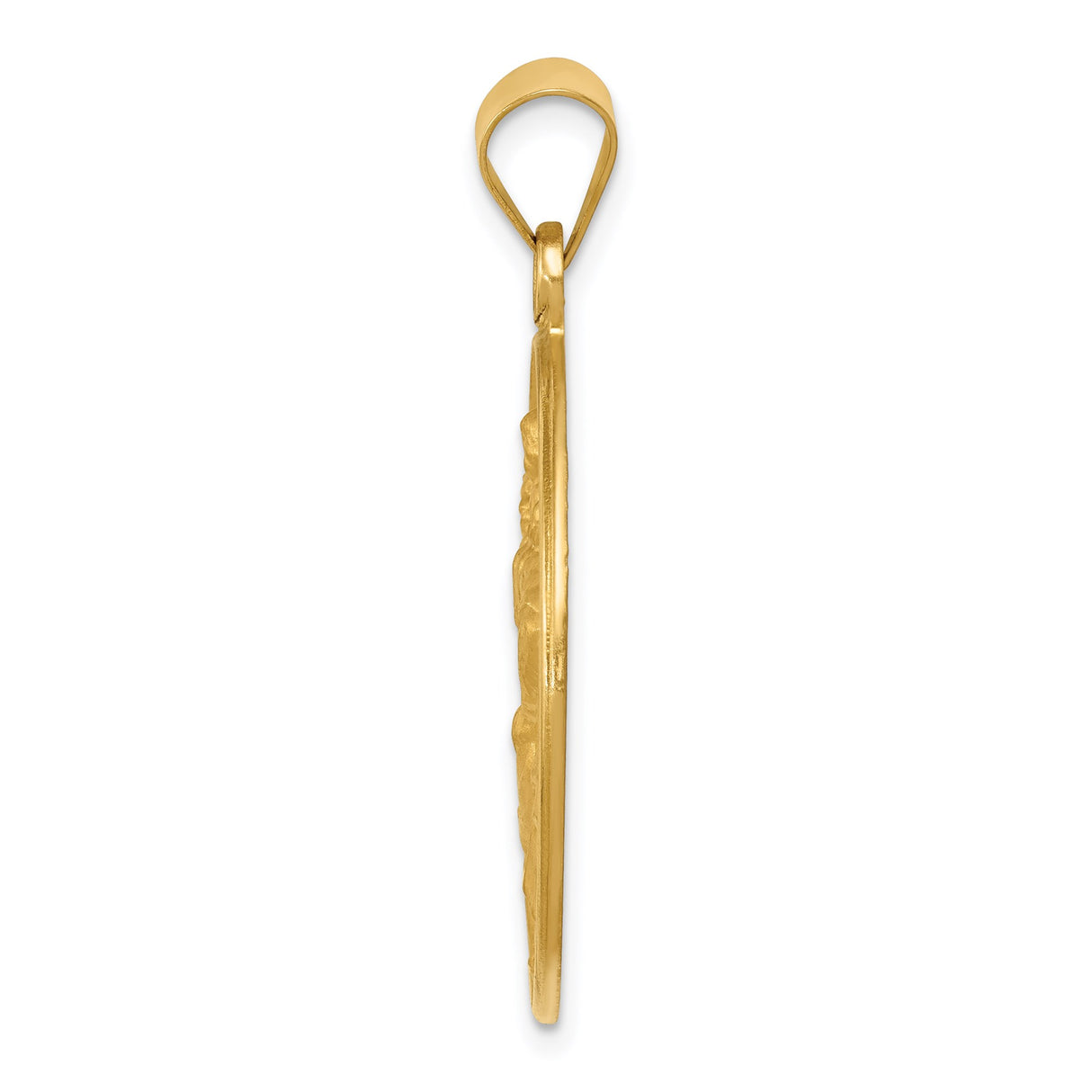 18k Yellow Gold Saint Christopher Medal Pendant, Satin Finish Religious Travel Protection Charm