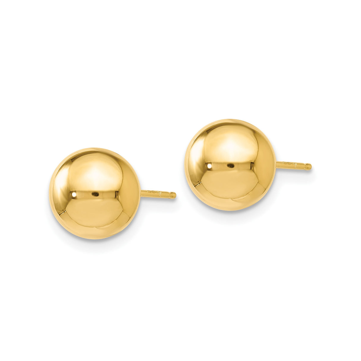14k Yellow Gold Ball Stud Earrings, Classic Polished Sphere Design for Women