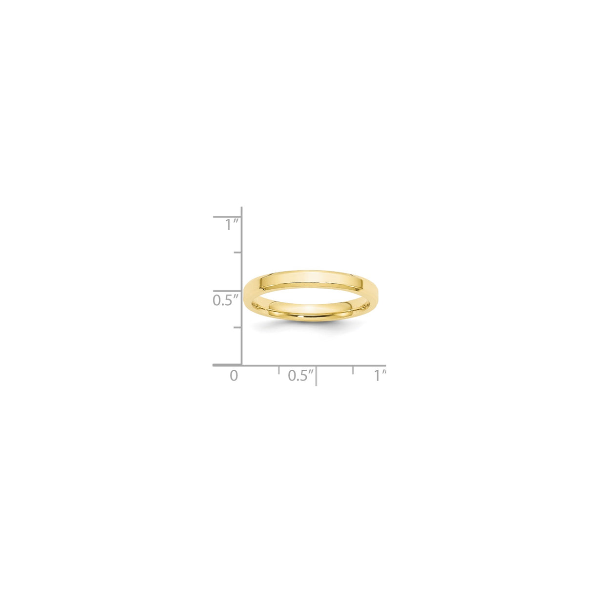 10k Yellow Gold Beveled Edge, Comfort Fit wedding band ring shown for scale