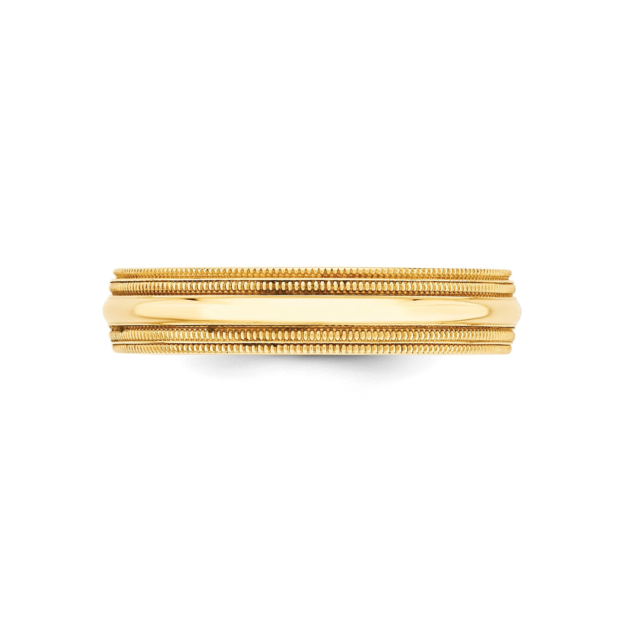 10k Yellow Gold Milgrain, Comfort Fit wedding band ring detail view