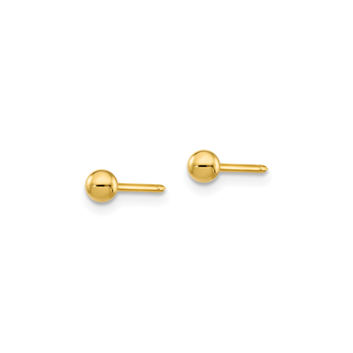 14k Yellow Gold Ball Stud Earrings, Smooth Polished Finish, Minimalist Design