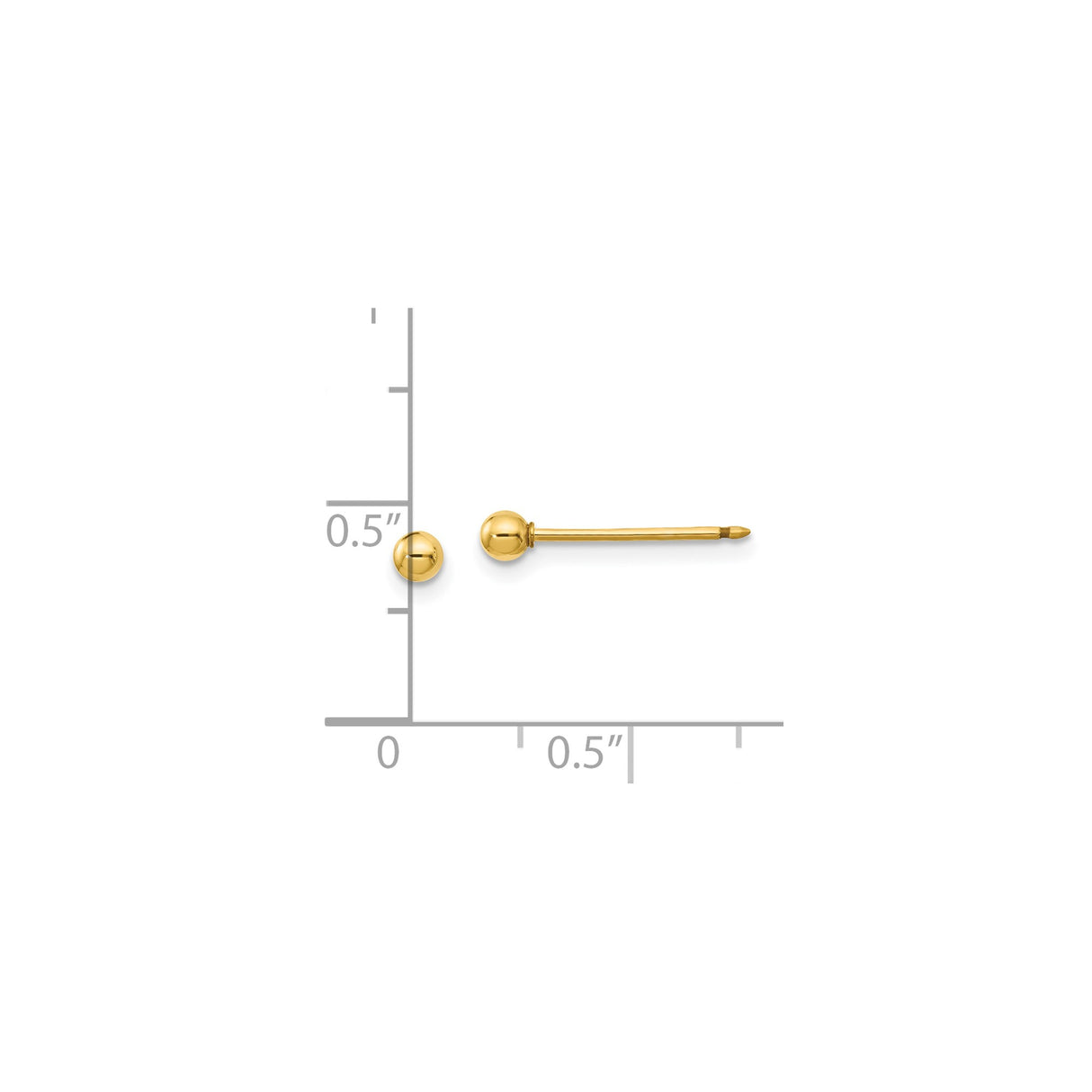 14k Yellow Gold Ball Stud Earrings, Polished Round Sphere Studs, Minimalist Classic Design