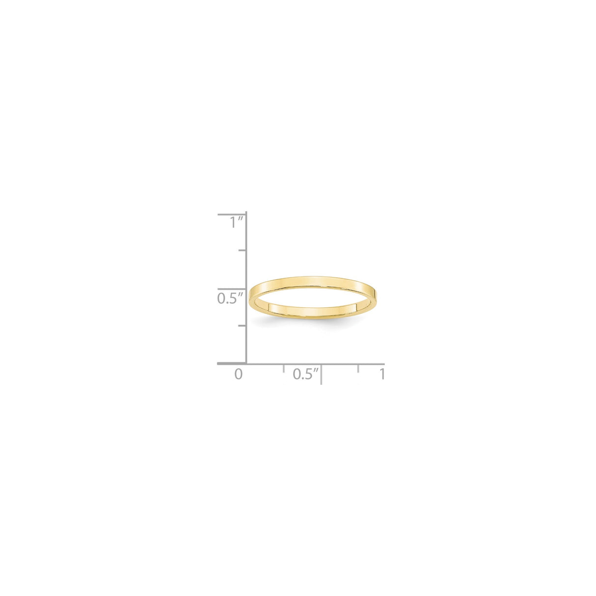10k Yellow Gold Flat, Lightweight wedding band ring shown for scale