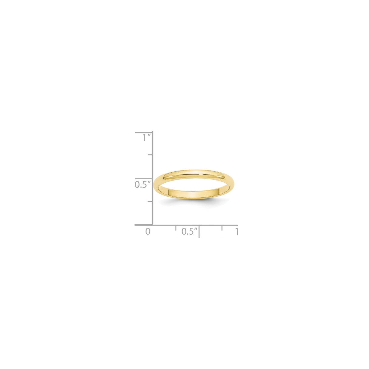 10k Yellow Gold Domed wedding band ring shown for scale