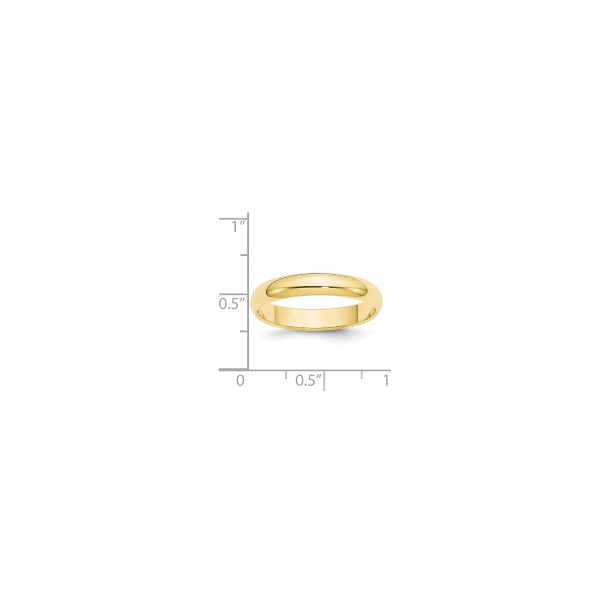 10k Yellow Gold Domed wedding band ring shown for scale