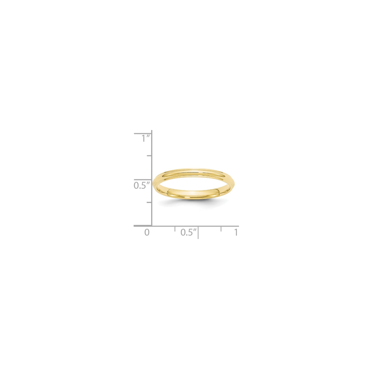 10k Yellow Gold Domed wedding band ring shown for scale