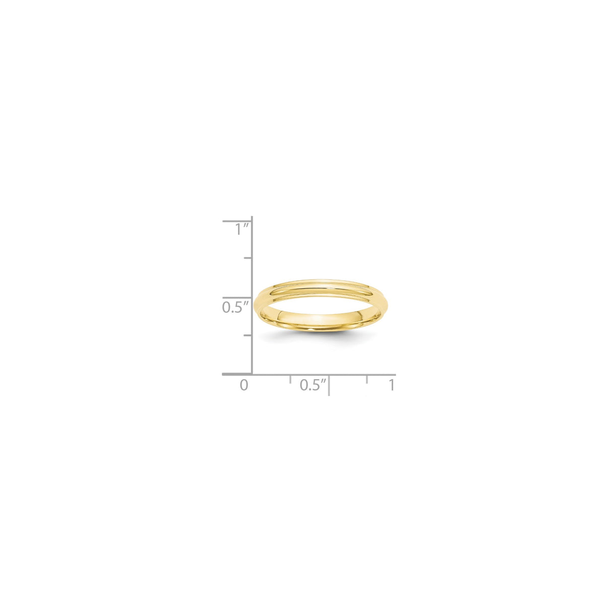 10k Yellow Gold Domed wedding band ring shown for scale