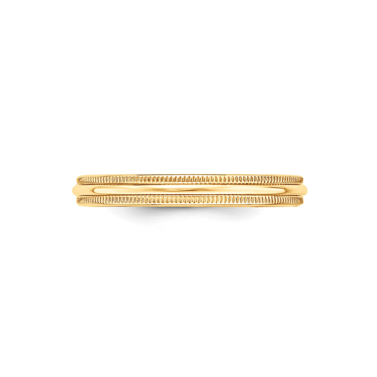 10k Yellow Gold Milgrain, Domed wedding band ring detail view