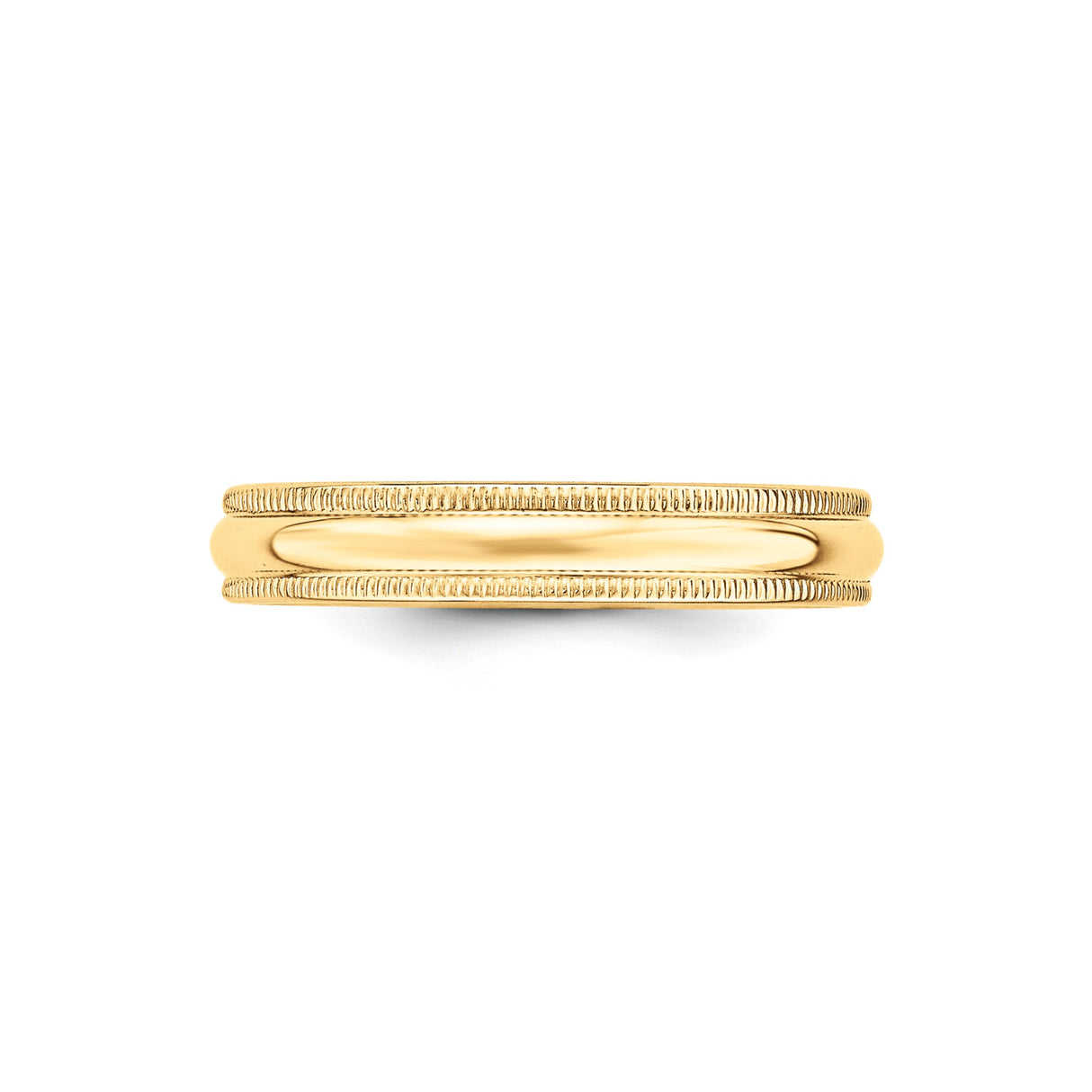 10k Yellow Gold Milgrain, Domed wedding band ring detail view