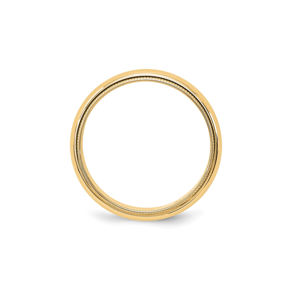 10k Yellow Gold Milgrain, Domed wedding band ring alternate angle