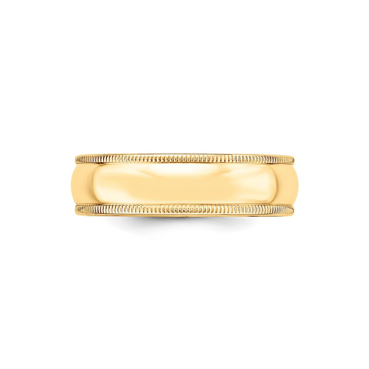 10k Yellow Gold Milgrain, Domed wedding band ring detail view