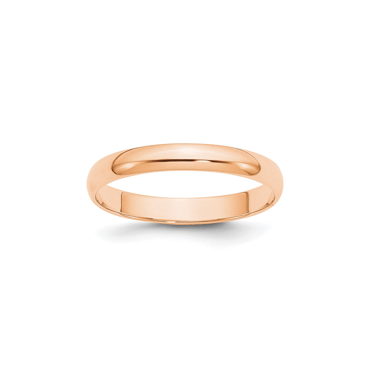 10k Rose Gold Domed, Lightweight wedding band ring
