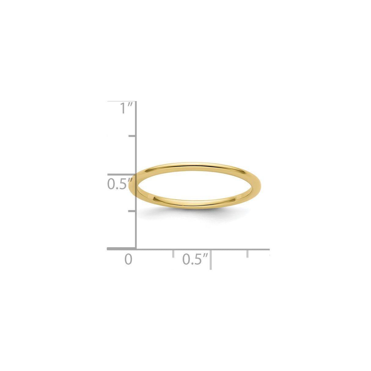 10k Yellow Gold Domed wedding band ring shown for scale
