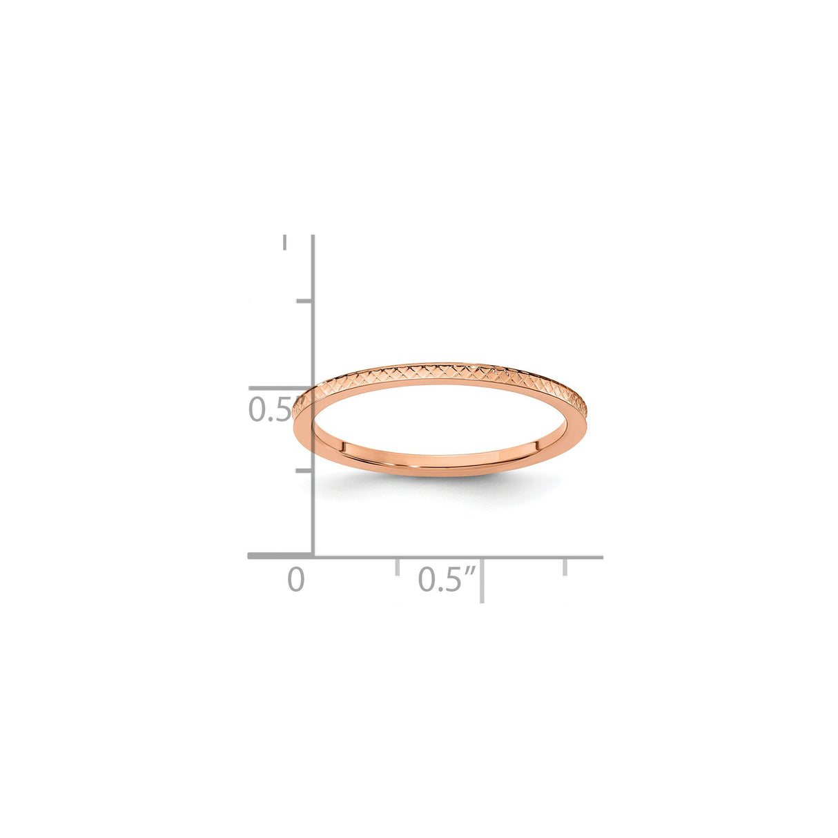 10k Rose Gold wedding band ring shown for scale