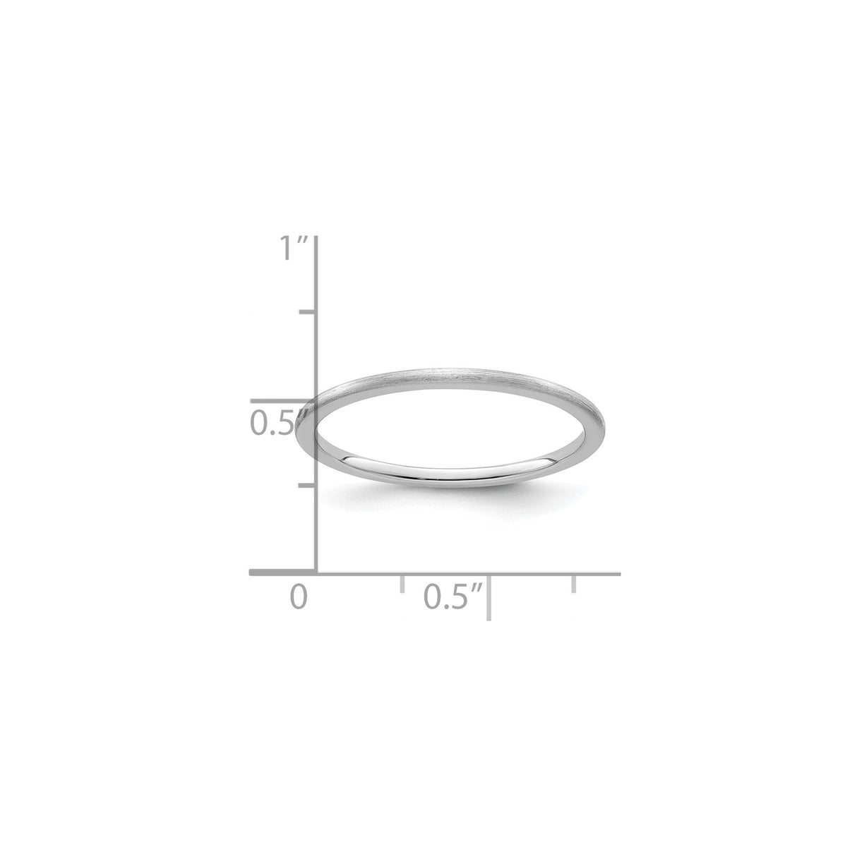 10k White Gold Satin, Domed wedding band ring shown for scale