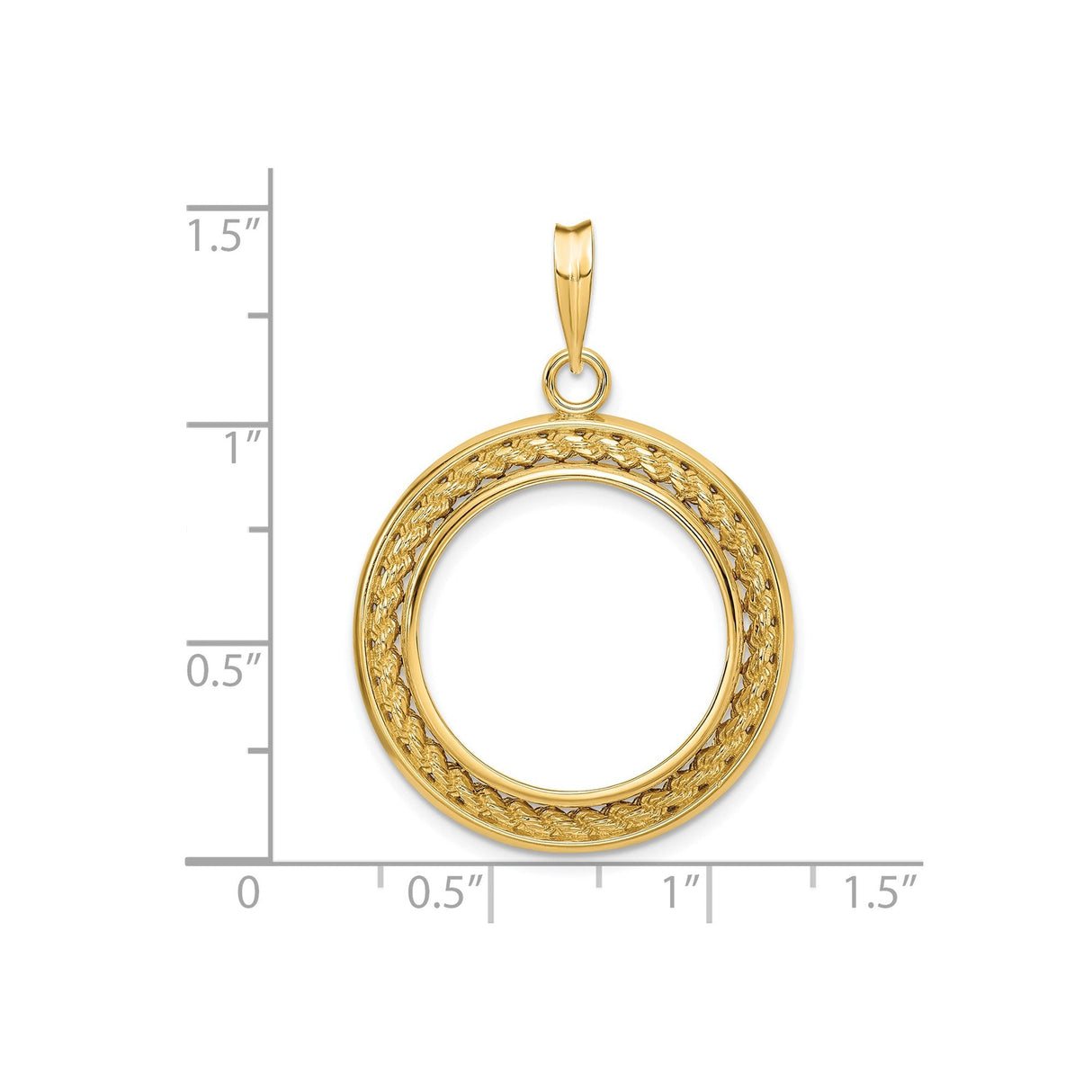 20 mm 14k Yellow Gold coin bezel for 20 mm Coin — size reference (ruler)