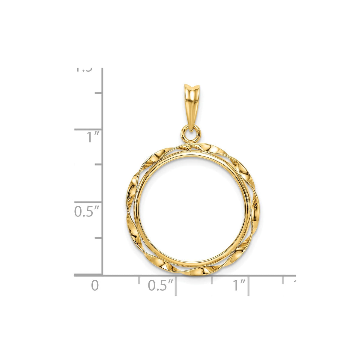 20 mm 14k Yellow Gold coin bezel for 20 mm Coin — size reference (ruler)