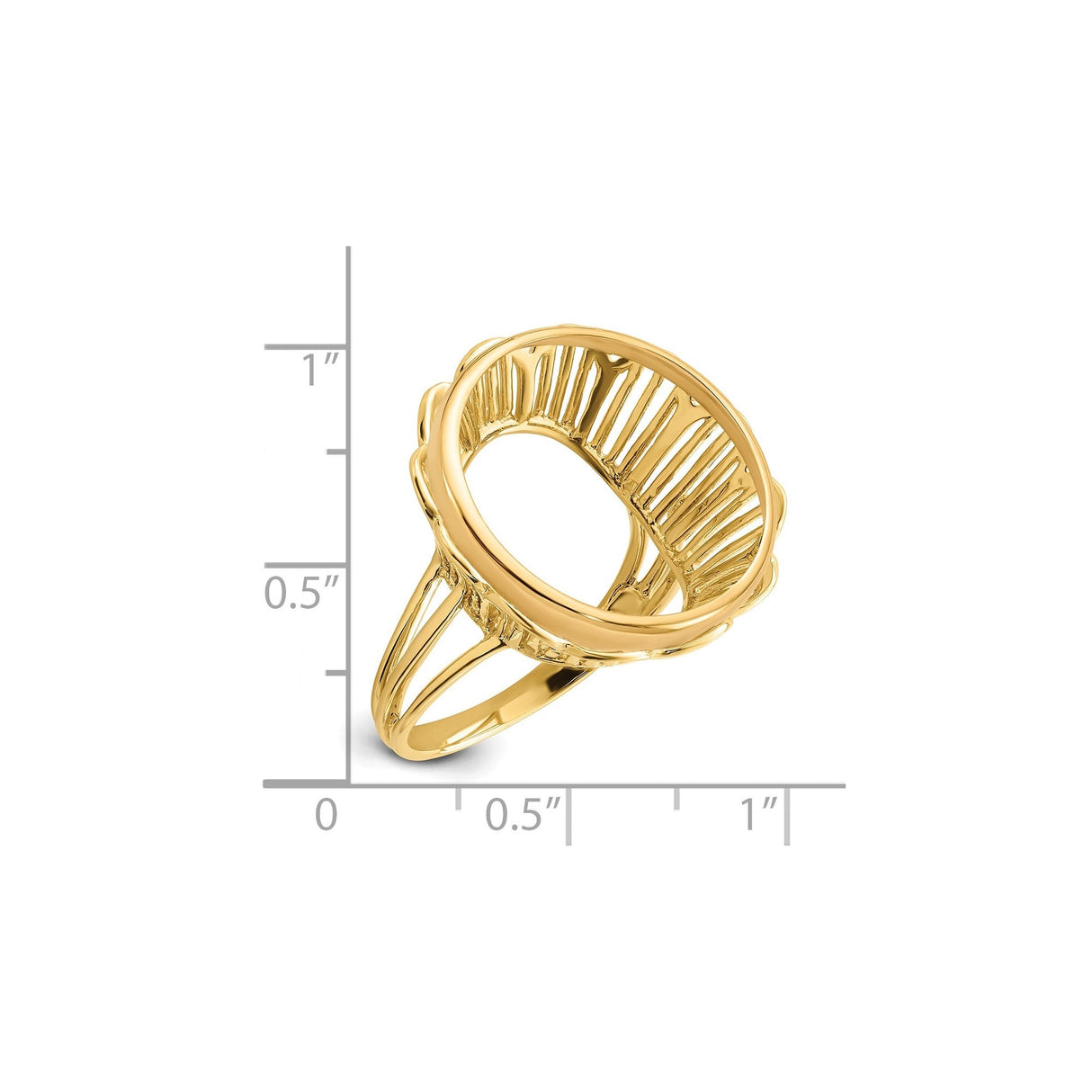 20 mm 14k Yellow Gold coin bezel for 20 mm Coin — size reference (ruler)